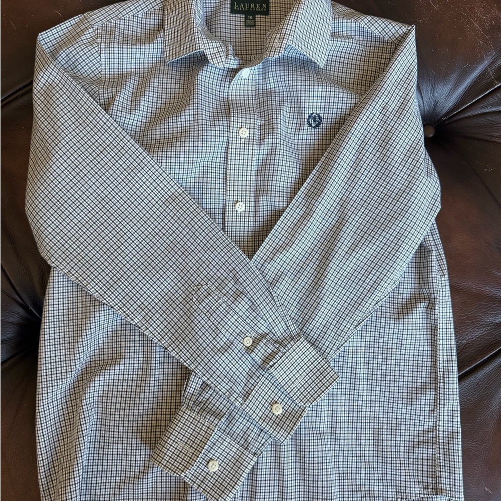 Lauren Ralph Lauren Boys Button Down Plaid Shirt Black